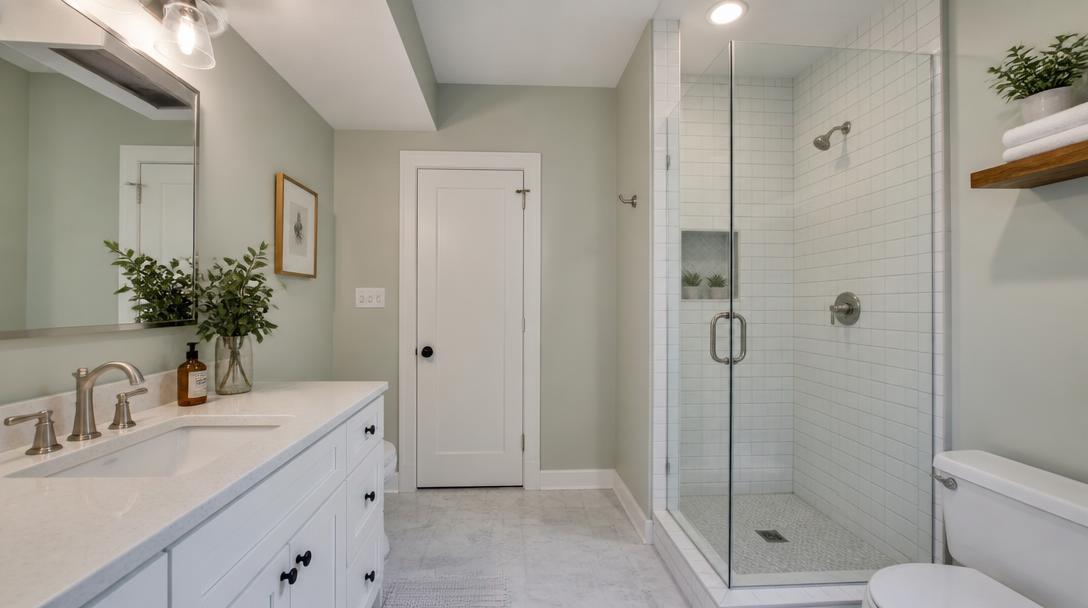 Full bathroom remodel with new tile shower and fixtures