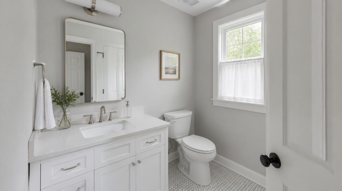 Bathroom refresh with new vanity, paint and fixtures